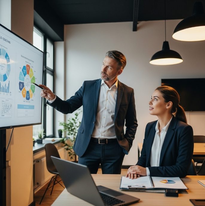 Corsi Coaching Aziendale: Come Potenziare Team e Leadership e lavagna